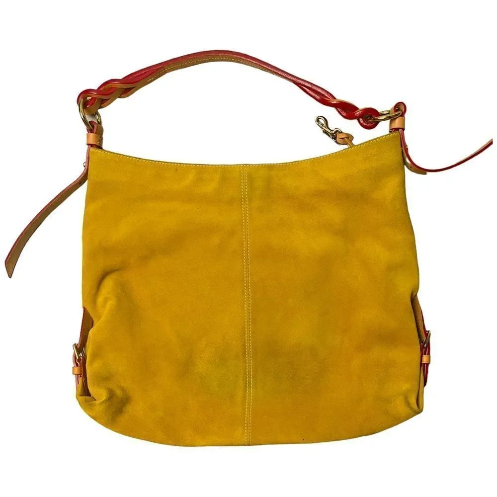 Vintage Dooney & Bourke Oversized Golden Suede Hobo Shoulder Bag Pre-Loved Cond